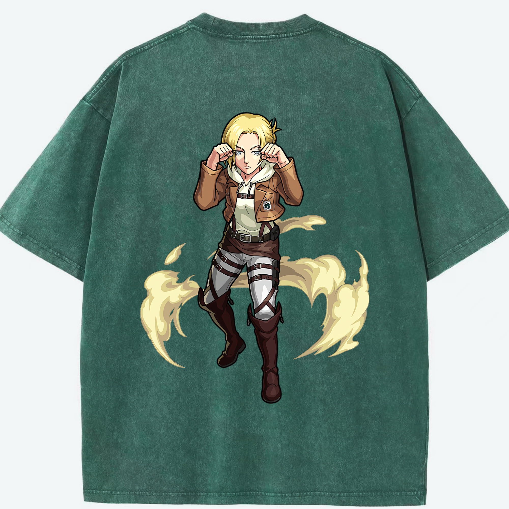 （画像用） 進撃の巨人 アニ・レオンハート Attack on Titan Annie Leonhart 綿100% ヴィンテージ風 半袖Tシャツ（背面プリント）